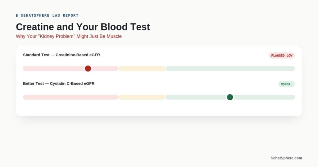 Creatine and blood test - kidney function eGFR false flag lab report