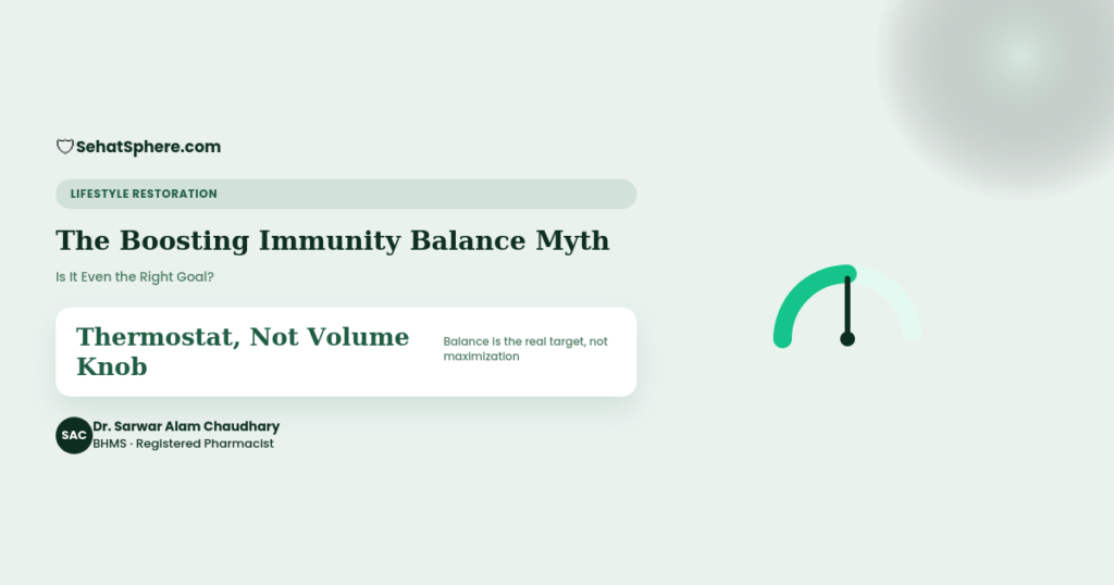 The boosting immunity balance myth - thermostat model explained, why more isn't better, SehatSphere pharmacist guide