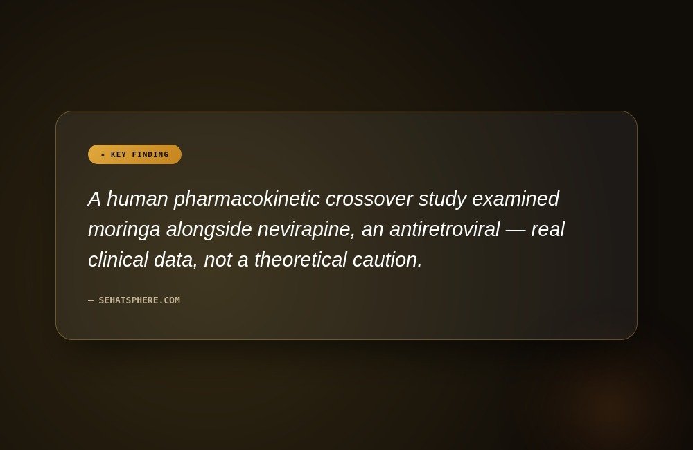 Moringa and your medications key finding antiretroviral pharmacokinetic study