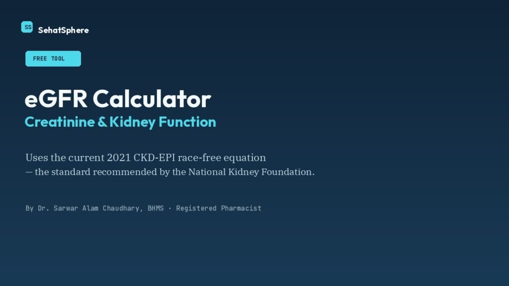 Creatinine and kidney function eGFR calculator tool