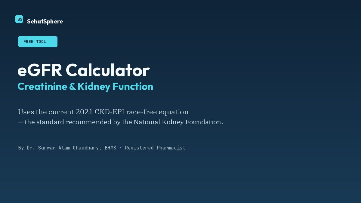 Creatinine and kidney function eGFR calculator tool