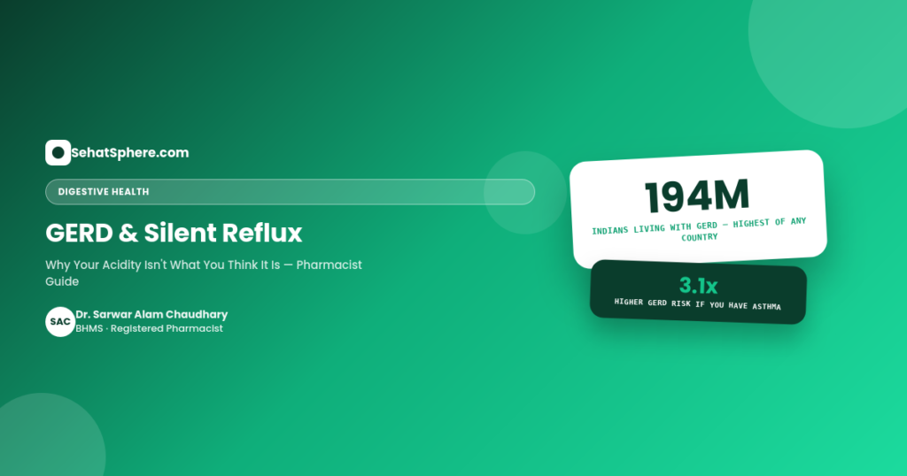 GERD and silent reflux management - 194 million Indians affected, pharmacist guide, SehatSphere