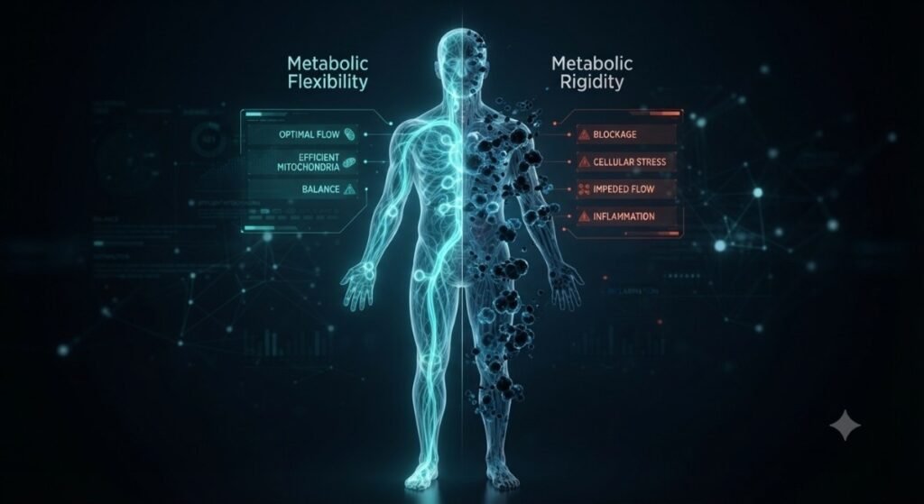 Future metabolic flexibility vs rigidity health tracking and cellular longevity