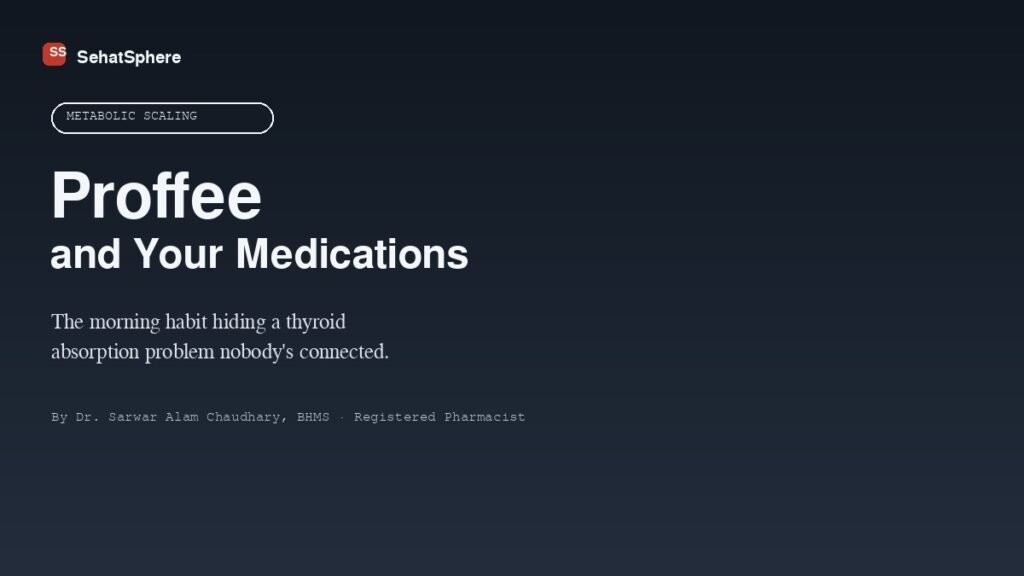 Proffee and your medications - protein coffee next to thyroid medication bottle