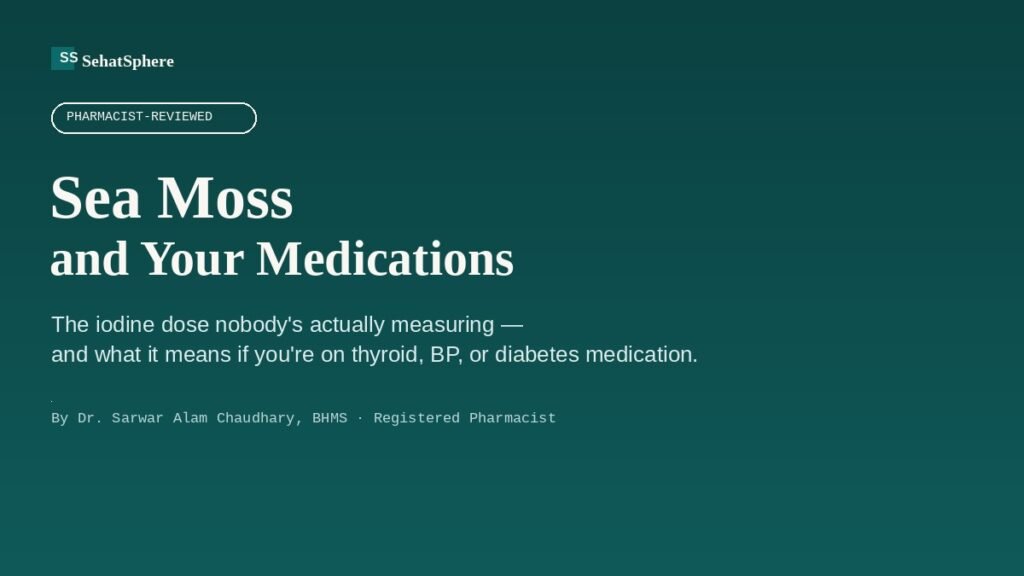 Sea moss and your medications - raw sea moss gel next to prescription pill bottles