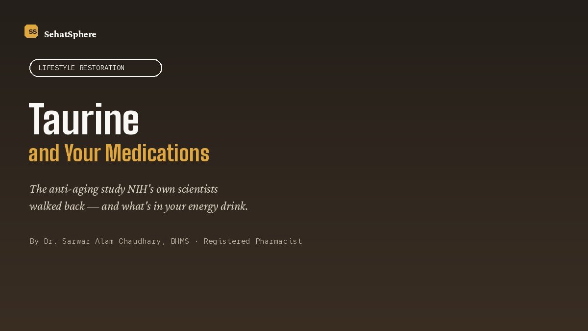Taurine and your medications - energy drink can next to prescription bottle
