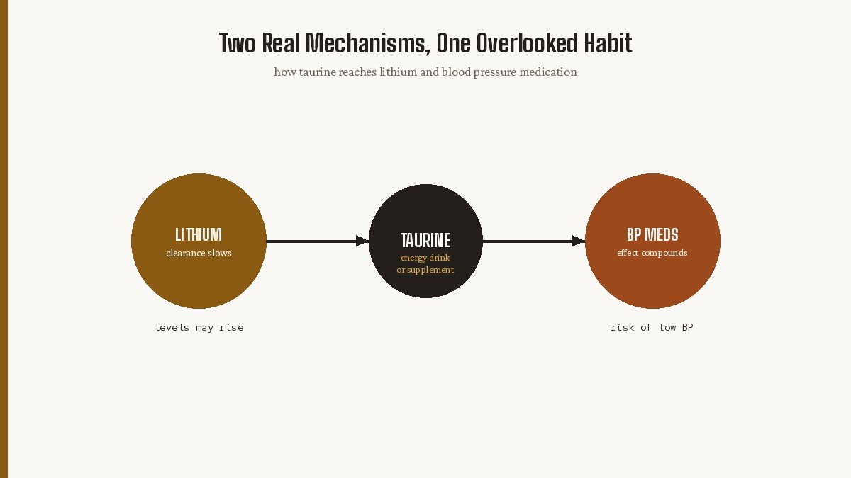 Taurine and your medications mechanism diagram lithium blood pressure