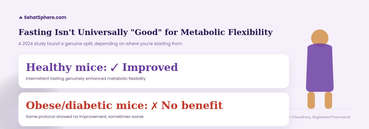 Intermittent fasting improved metabolic flexibility in healthy mice but showed no benefit in obese or diabetic mice, 2024 study