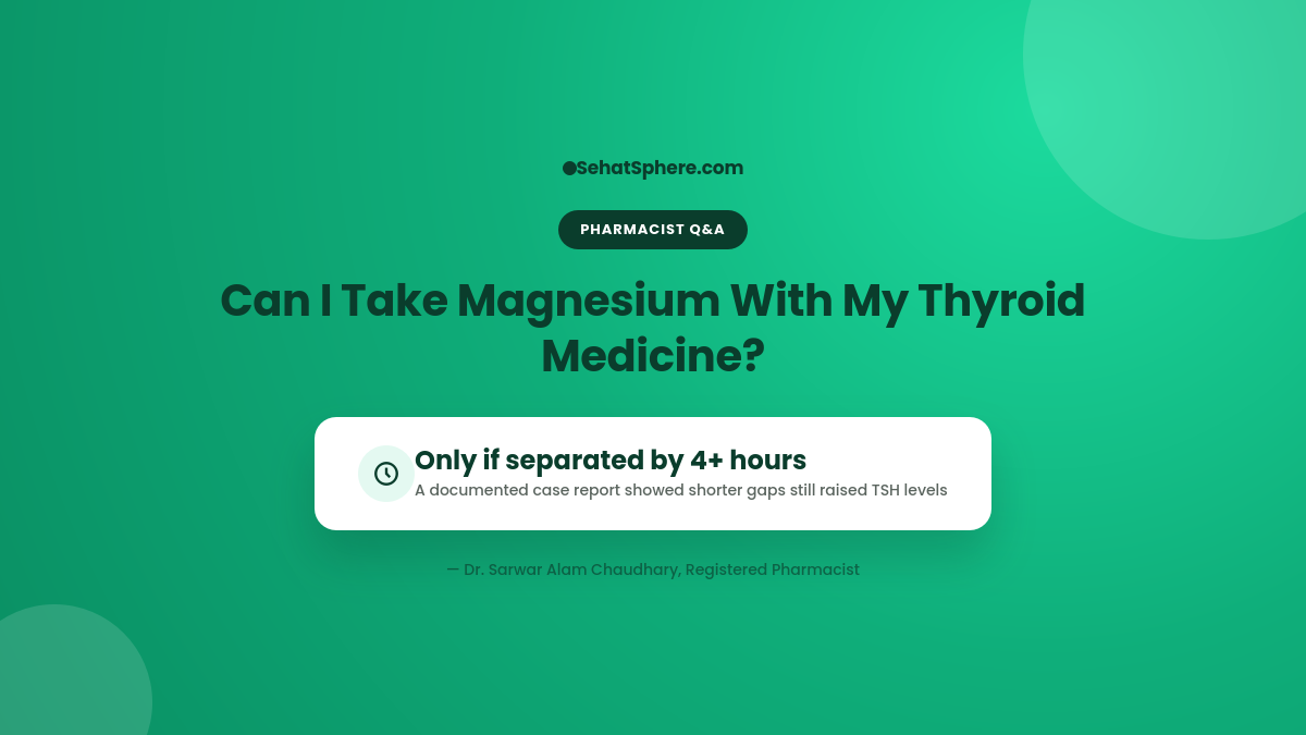 SehatSphere Pharmacist Q&A: Can I take magnesium with my thyroid medicine? Only if separated by 4 or more hours