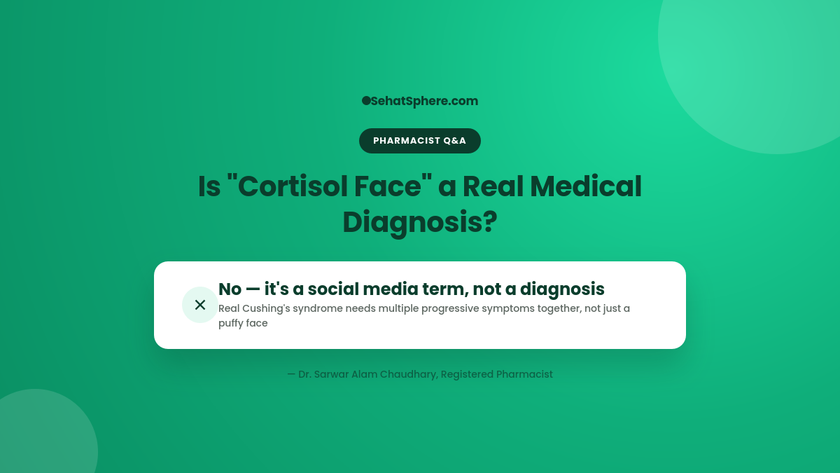 SehatSphere Pharmacist Q&A: Is cortisol face a real medical diagnosis? No, it's a social media term, not a diagnosis